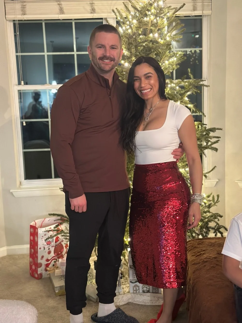 Ann Taylor Red Sequin Holiday Pencil Skirt